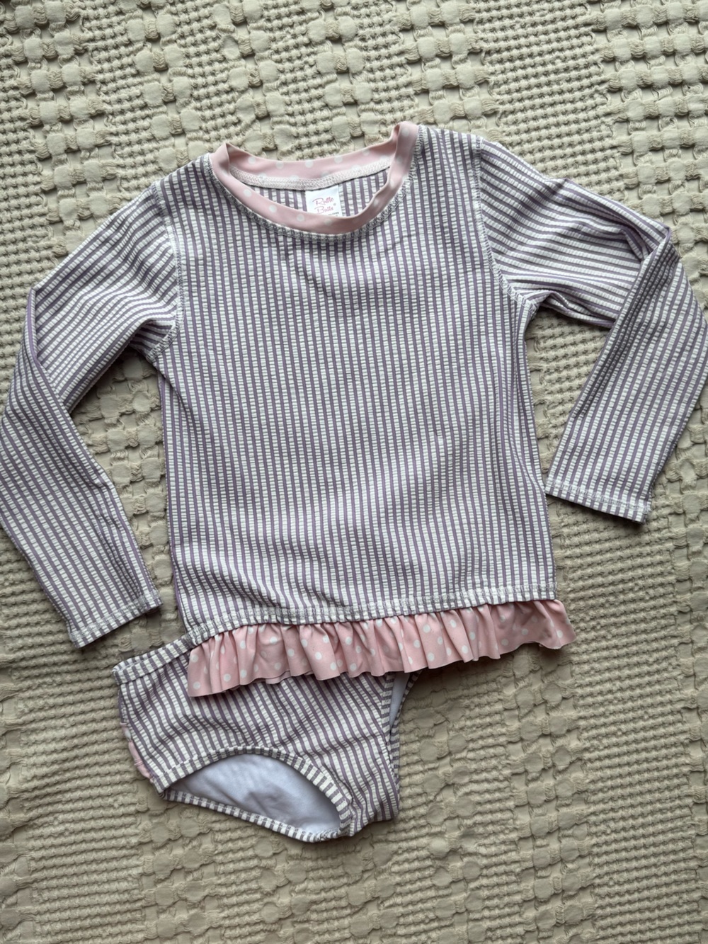 Ruffle Butts Lavender Seersucker Two-Piece Swim Set